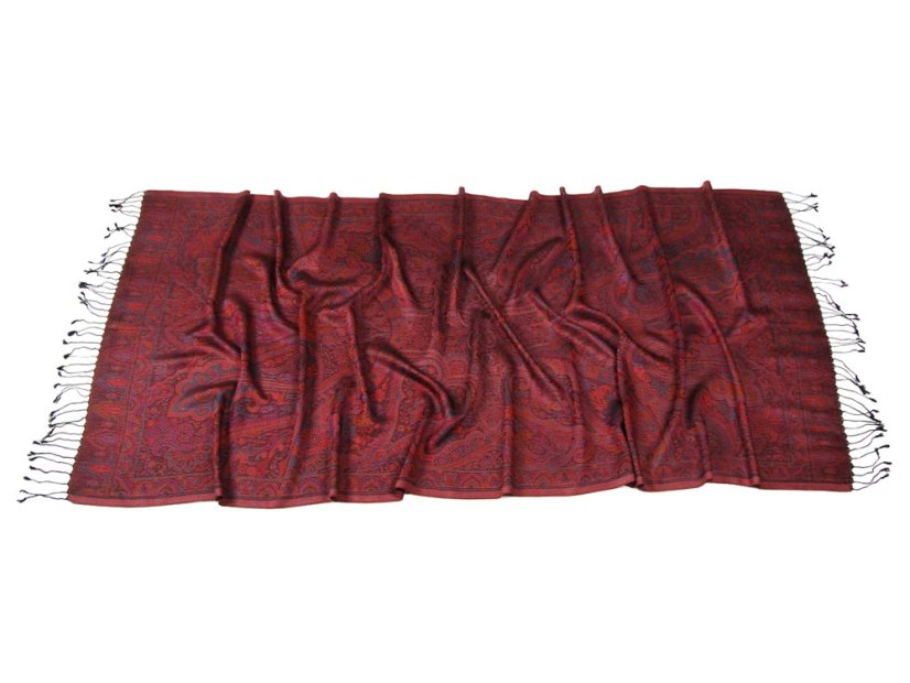 Schal aus Viskose und Seide schwarz mit Magenta und Orange