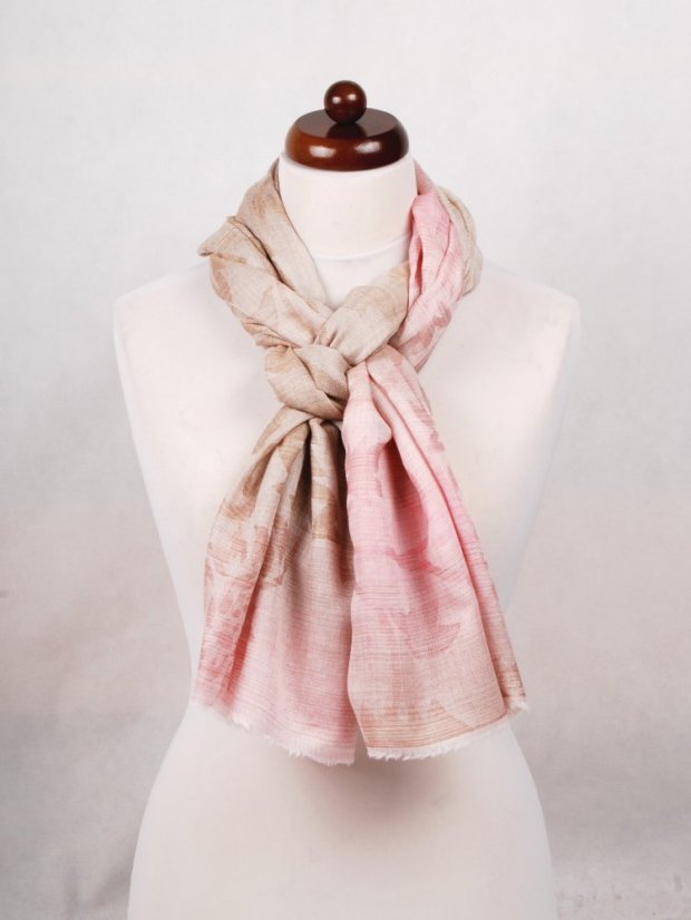Kaschmirische Pashmina exklusiv creme mit Hellrosa und Graubraun