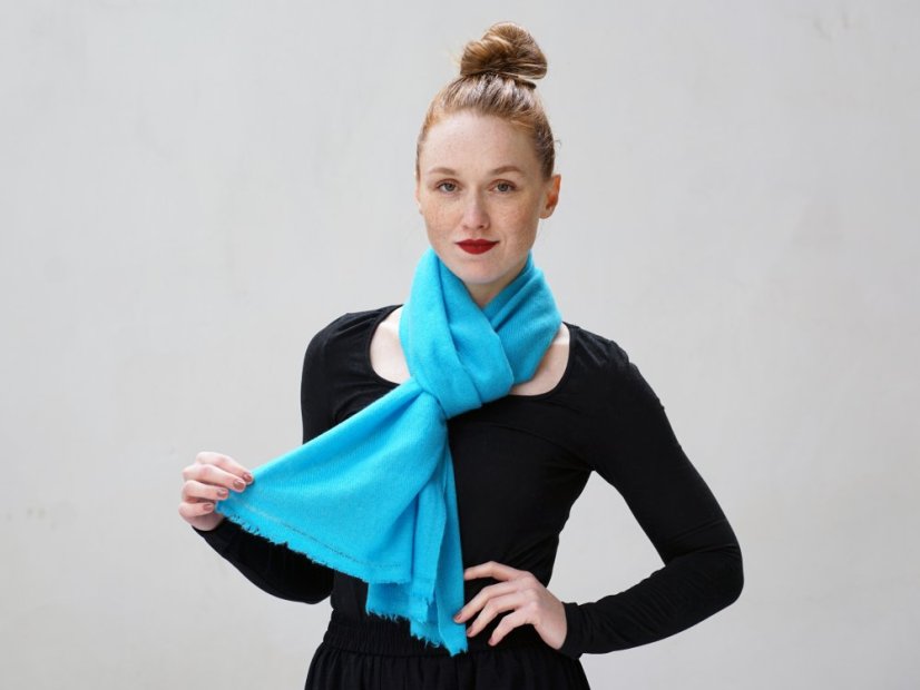 100% Kaschmirschal exklusiv schmal türkis