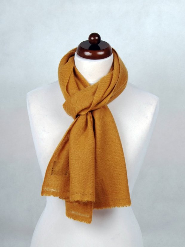 100% kašmírový šál exclusive úzky horčicovožltý