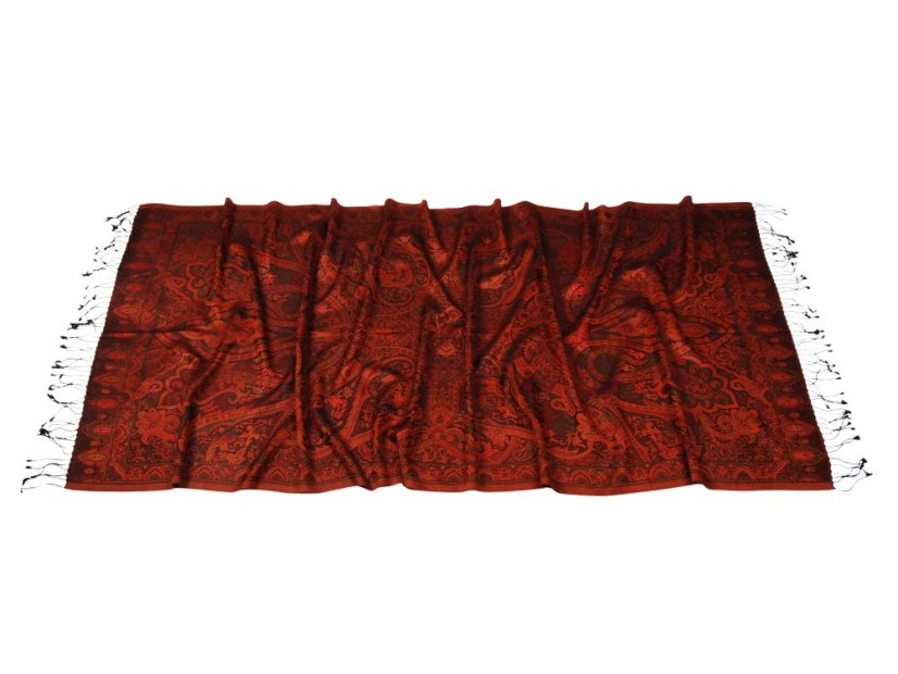 Hodvábny šál Super veľký čierno-medený