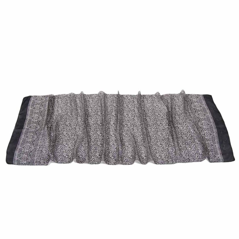 Hedvábná šála s potiskem Maya černo-smetanová