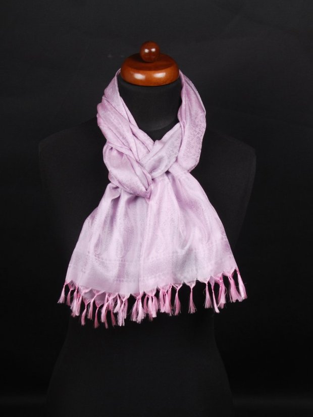 Seidenschal aus Varanasi hellrosa-hellgrau