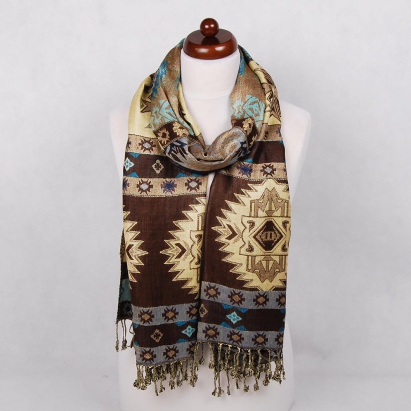 Schal aus Viskose mehrfarbig mit Dunkelbraun