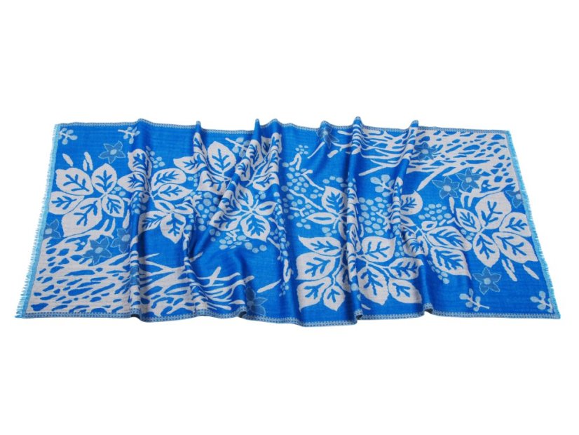 Šála z merino vlny modro-smetanová