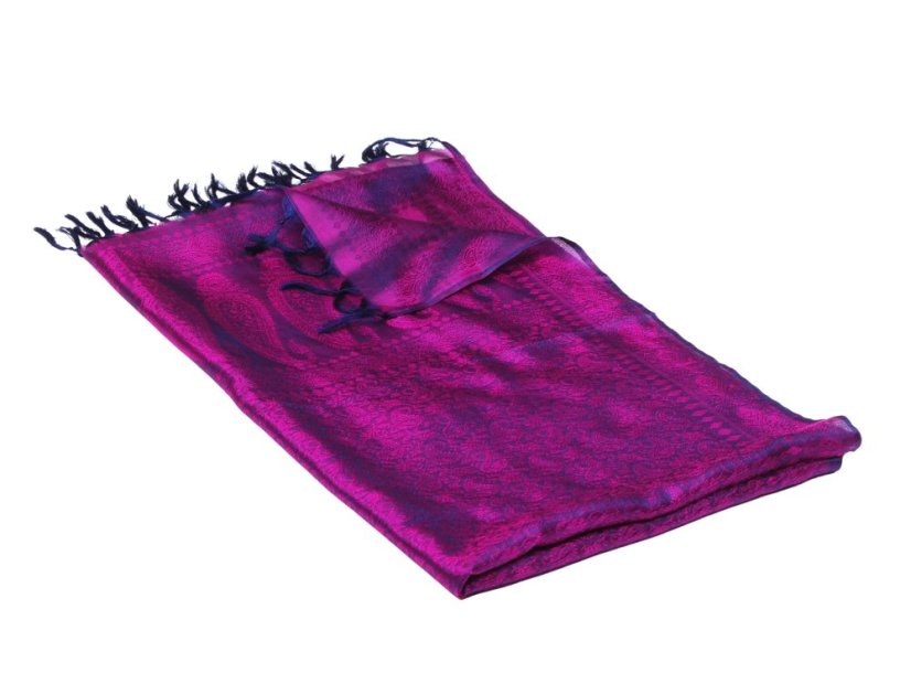 Seidenschal aus Varanasi dunkelblau-lila