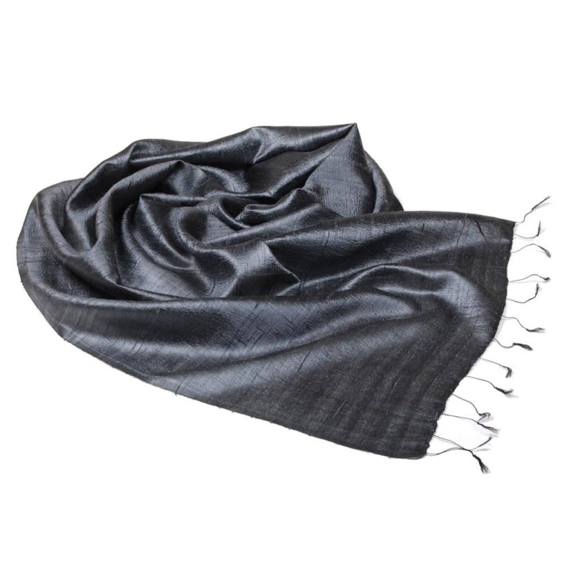 Schal aus Rohseide dunkelgrau