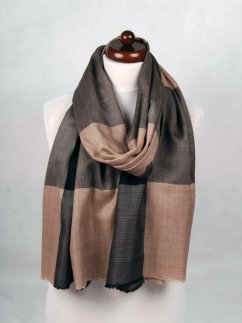 Kašmírská vlněná pašmína exclusive světle hnědo-černá