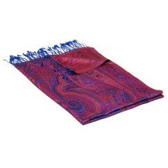 Hedvábná šála Super velká modrá s magentou