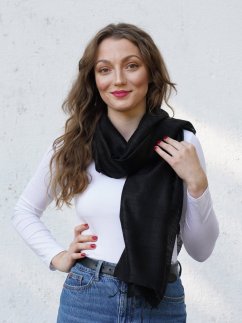 Schal aus Rohseide schwarz