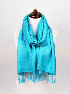 Hedvábná šála Super velká Tsering tyrkysová