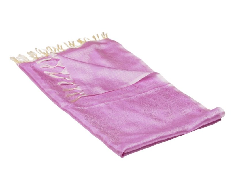 Seidenschal aus Varanasi helllila-cremefarben