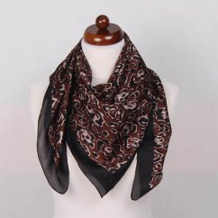 Hedvábný šátek s potiskem tmavě hnědý
