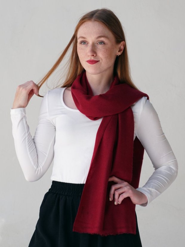 100% Kaschmirschal exklusiv schmal bordeaux