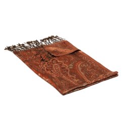 Hodvábny šál Super veľký šedohnedý s tmavooranžovou farbou