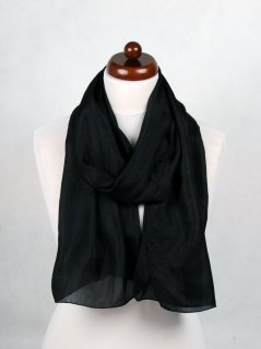 Hodvábny šál jednofarebný čierny