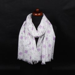 Schal aus Baumwolle weiß mit Lila