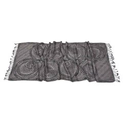 Šála z merino vlny s vyšíváním černo-smetanovo-tmavě šedá