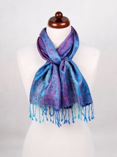 Seidenschal Super Lobsang lila-blau-türkis