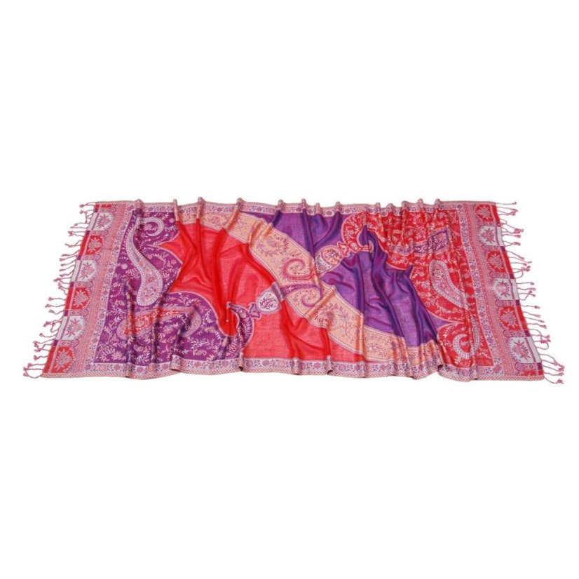 Viskoseschal cutting dunkelrosa-orange mit Blau