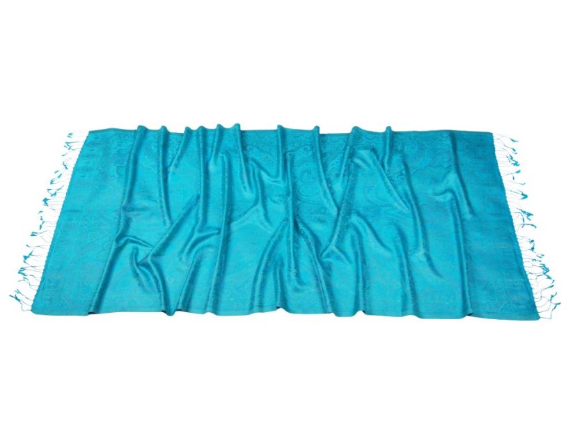 Hedvábná šála Super velká Tsering tyrkysová