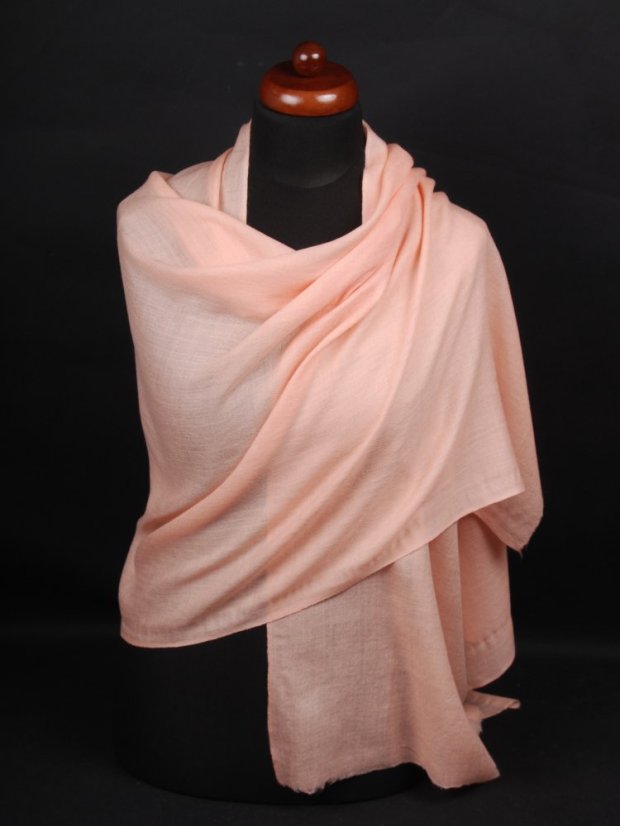 Kašmírska vlnená pašmína Self broskyňová