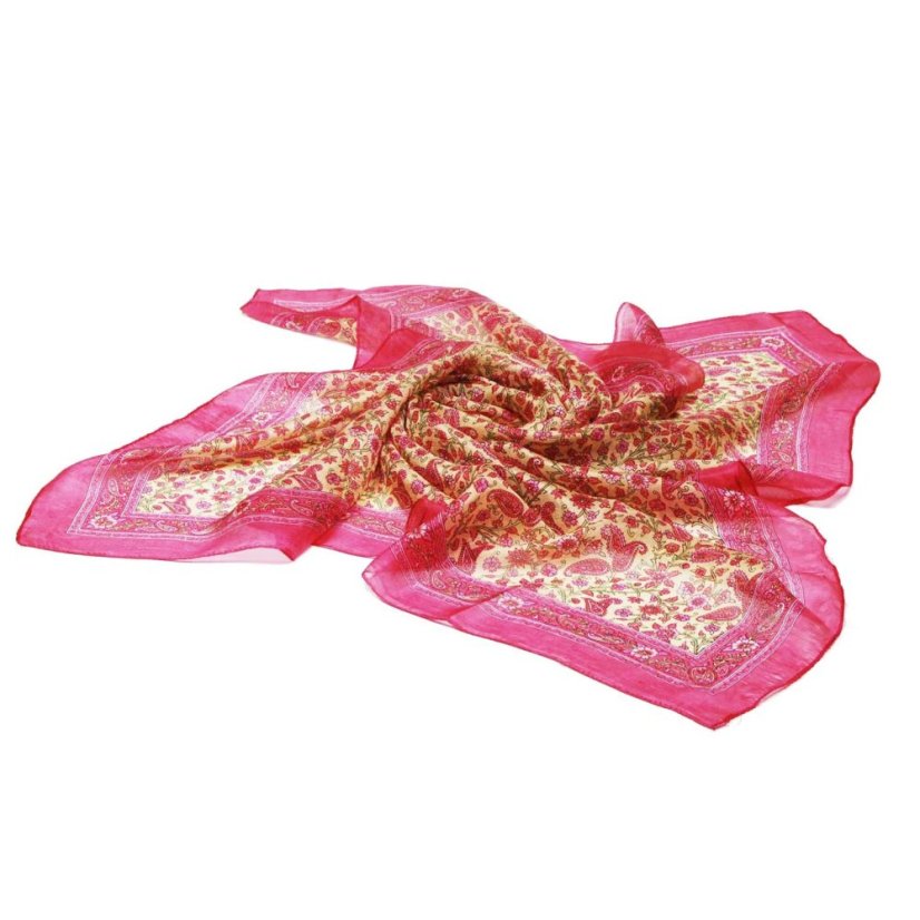 Seidentuch mit Aufdruck rosa mit Gelb