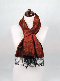 Hedvábná šála Super velká černo-měděná