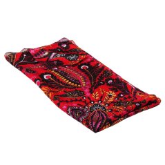 Hedvábná šála s potiskem tmavě červená s černou a žlutou