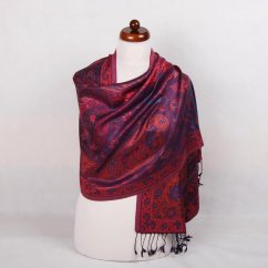 Hedvábná šála Super střední tmavě fialová s magentou