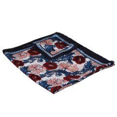 Hodvábny šál s potlačou veľký s šedomodrou a svetloružovou farbou