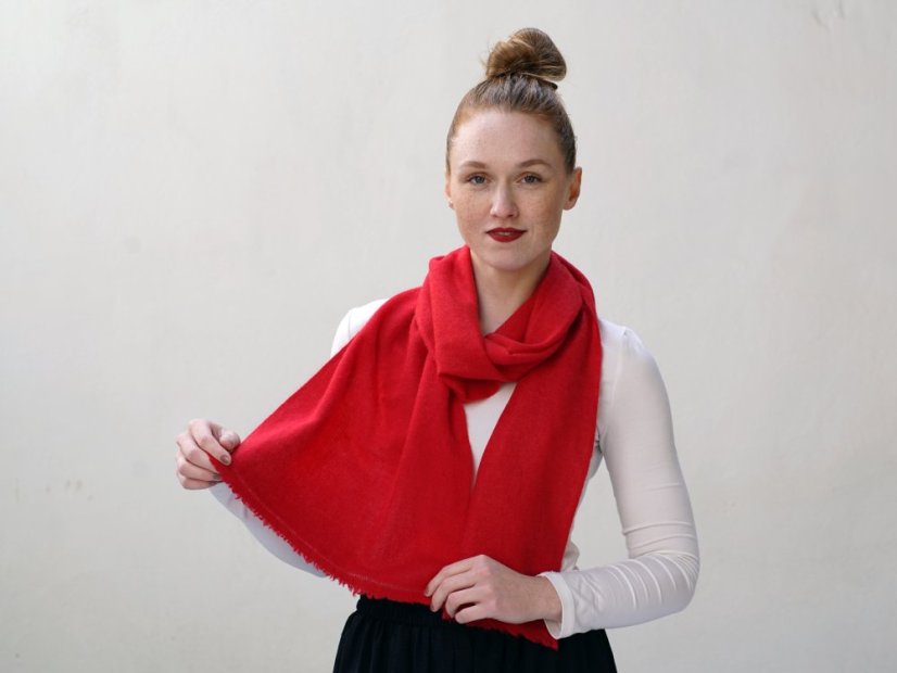 100% kašmírová šála exclusive úzká červená
