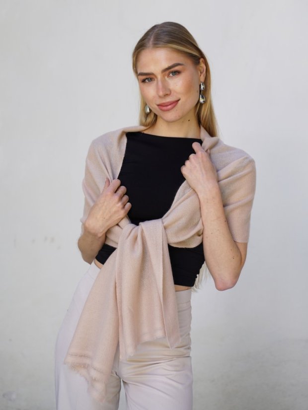 100% kašmírový šál exclusive úzky béžová