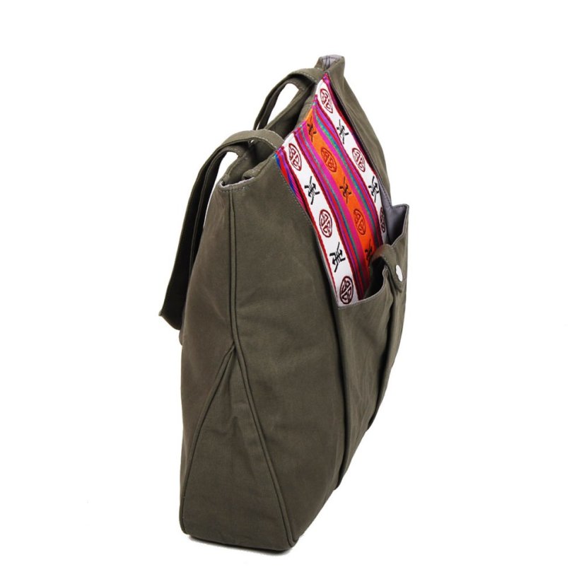 Tibetische Handtasche Tote Samye graugrün