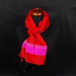 Šála ze surového hedvábí červená s růžovou