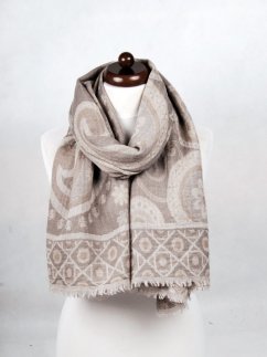 Šál z merino vlny béžovo-šedý