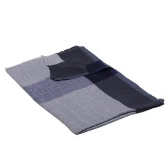 Pashmina aus Kaschmirwolle grau mit Dunkelblau und Schwarz