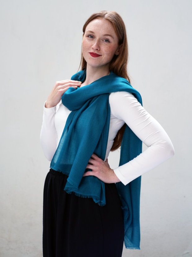 Ring-pashmina exklusiv in Petrol-Farbe