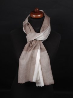 Kašmírská vlněná pašmína exclusive šedohnědo-bílá