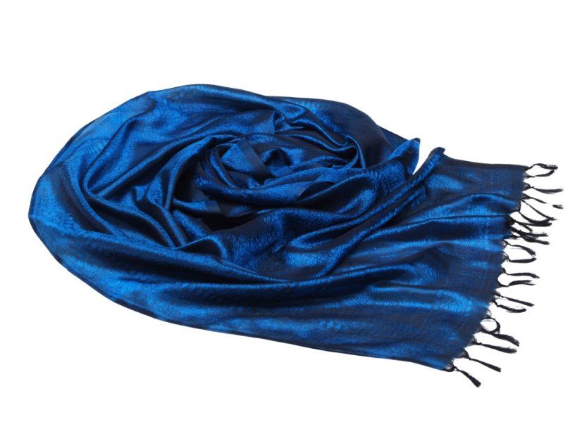 Seidenschal aus Varanasi schwarz-blau