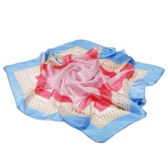 Seidentuch mit Aufdruck rosa mit Hellblau