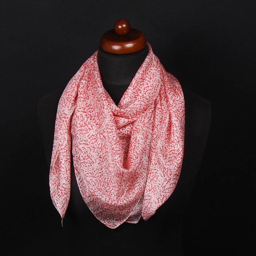 Hedvábný šátek s potiskem červeno-bílý