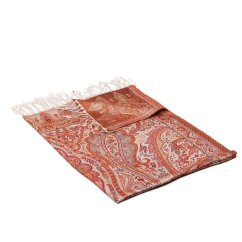 Hedvábná šála Super velká Tashi smetanová s červenou