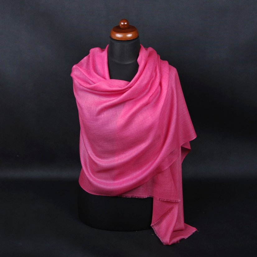 Kašmírská vlněná pašmína Self tmavě růžová