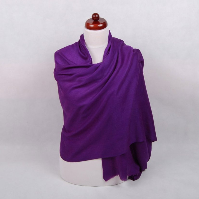 Kašmírská vlněná pašmína Self tmavě fialová