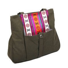 Tibetská kabelka Tote Samye šedozelená