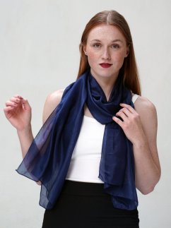 Hedvábná šála jednobarevná tmavě modrá II