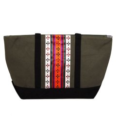 Tibetská kabelka Shopper Thogme Druk šedozelená