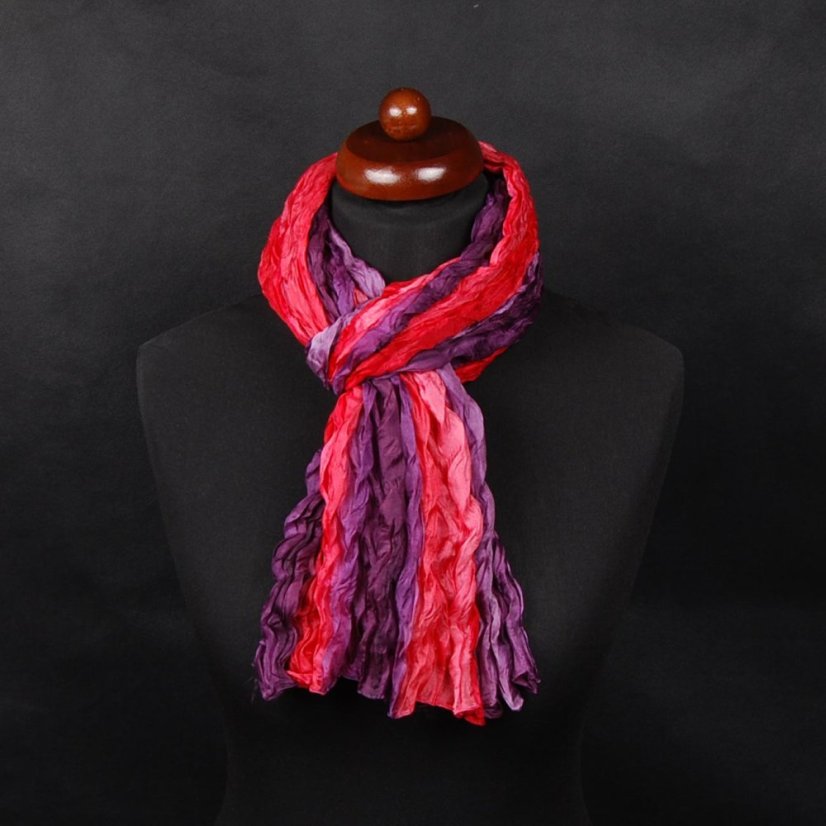 Seiden-Knitterschal dunkellila-rot