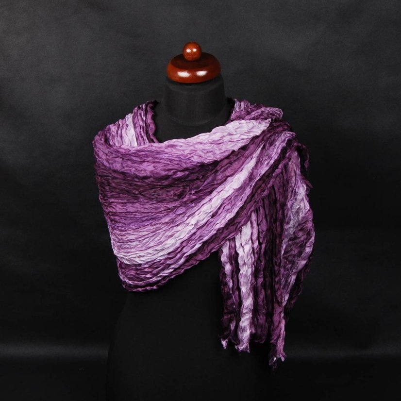 Hedvábná šála mačkaná fialovošedá